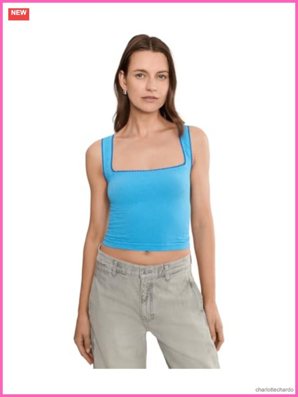 Seamless Pointelle Cami Square Neck Pull-On Sleeveless